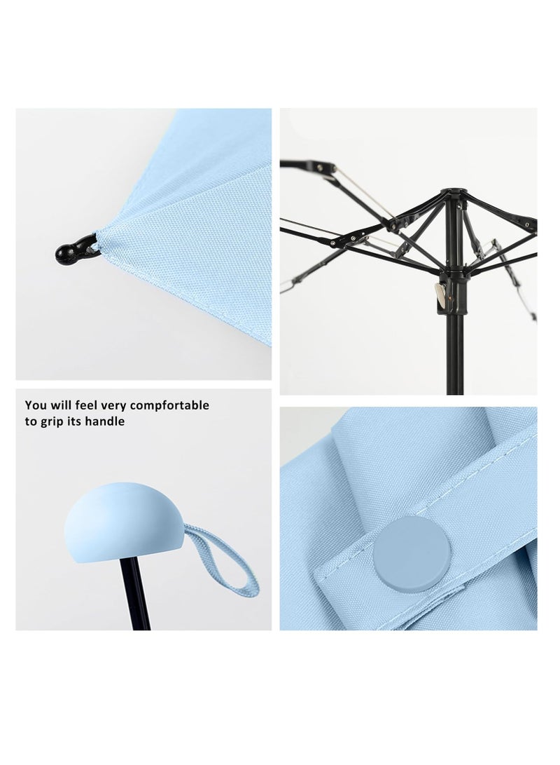 Meetion مظلة سفر صغيرة للحقيبة مع غلاف - مظلة صغيرة مدمجة للحماية من أشعة الشمس خفيفة الوزن ومظلة جيب صغيرة مع غلاف للنساء والرجال (1 قطعة، زرقاء) - Image 5