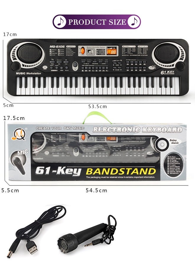 GROIC - Electronic Portable Keyboard Piano 61 Keyboard with Microphone And Power Supply Digital Musicfor Kids - Image 1