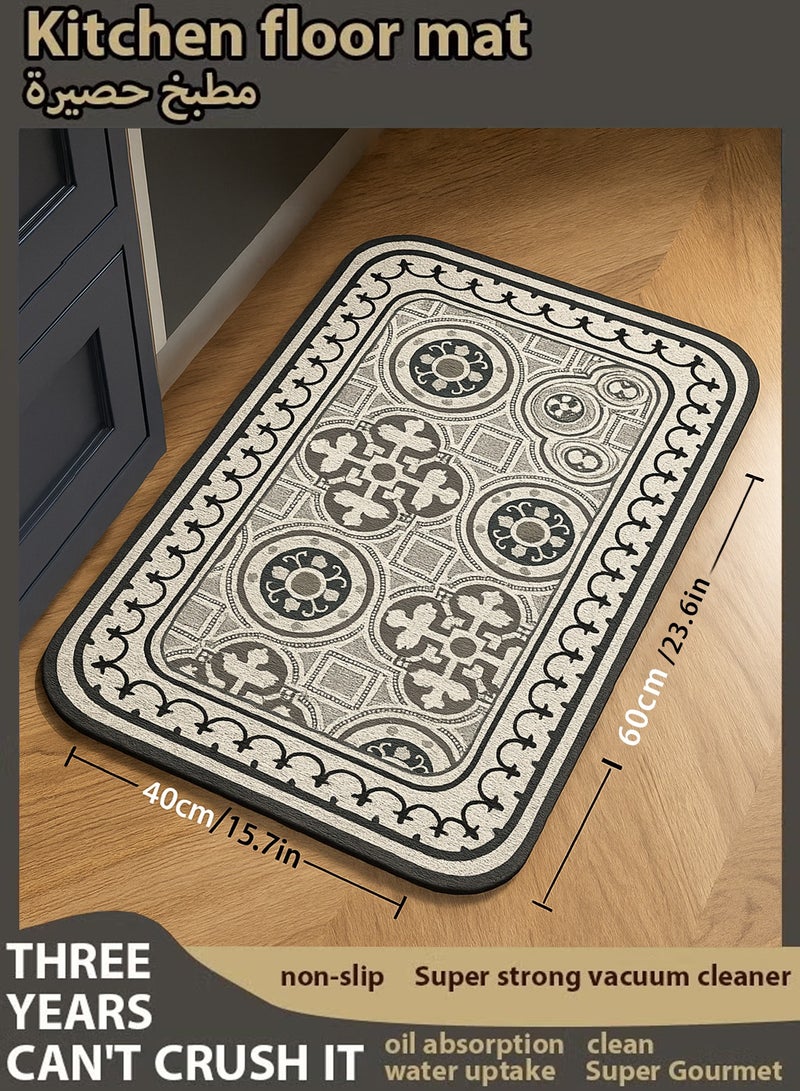Kitchen Floor Mat, Non-Slip Kitchen Rug, Kitchen Carpet Mat, Water Absorbent Quick Dry Kitchen Floor Carpet, Anti-Fouling Waterproof Kitchen Mat for Laundry Room, Bathroom, Home, Durable Easy-Care Washable Kitchen Rugs and Mats, Soft Comfortable Standing Mat for Sink, Cooking, Office Use - Image 1