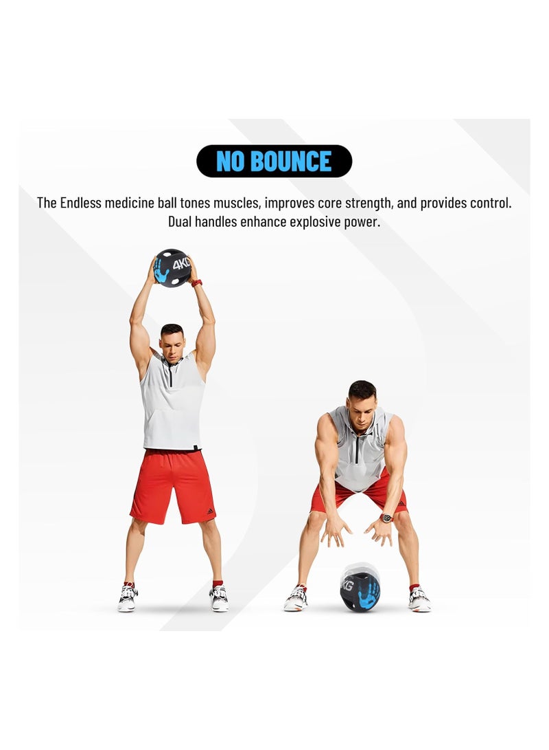 ENDLESS  Endless 4 KG (8.8 LB) Medicine Ball with Dual Handle Grip | Black | Rubber | For Core Strength Exercise, Fitness, Cardio, Home Workouts and Gym | For Men and Women - Image 4