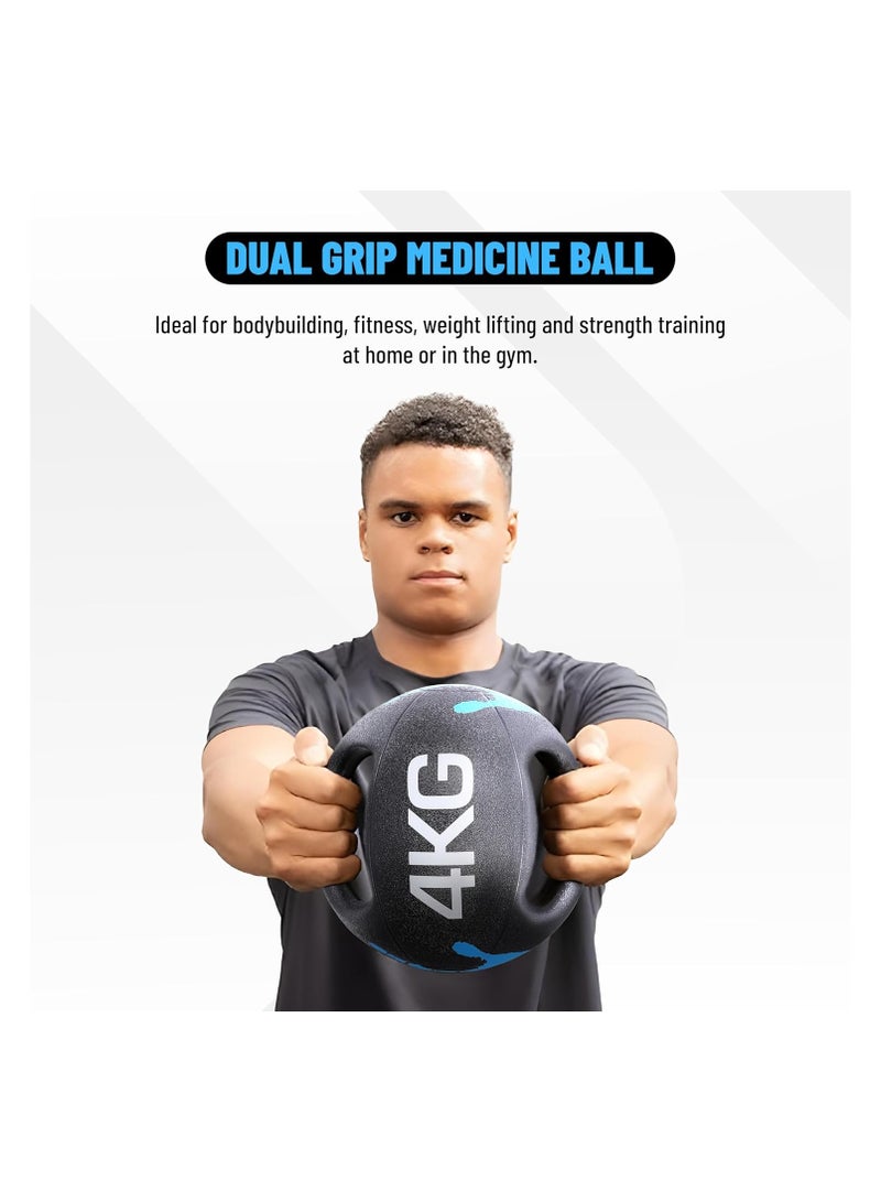 ENDLESS  Endless 4 KG (8.8 LB) Medicine Ball with Dual Handle Grip | Black | Rubber | For Core Strength Exercise, Fitness, Cardio, Home Workouts and Gym | For Men and Women - Image 3