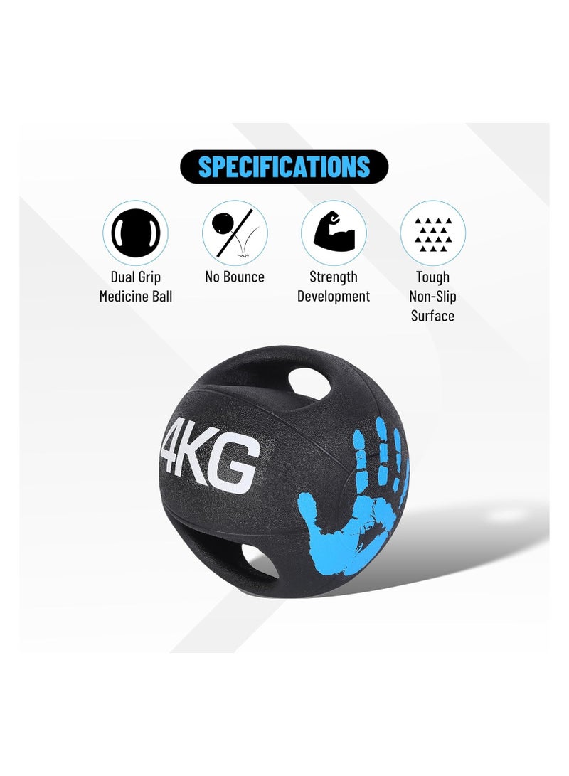 ENDLESS  Endless 4 KG (8.8 LB) Medicine Ball with Dual Handle Grip | Black | Rubber | For Core Strength Exercise, Fitness, Cardio, Home Workouts and Gym | For Men and Women - Image 2