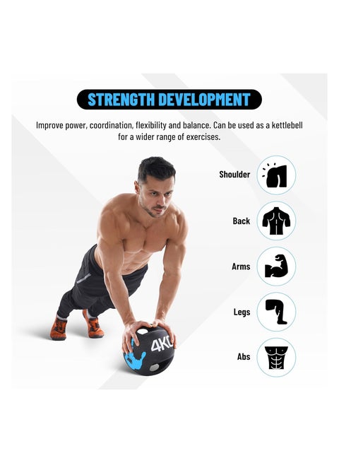 ENDLESS Kg Lb) Medicine Ball With Dual Handle Grip Black