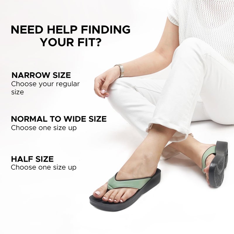 AEROTHOTIC Comfy Flip Flops for Women with Arch Support Orthotic Footbed Stylish Faux Leather Padded Straps with Soft Toe Post & Non-Slip Sole Slip On Casual Indoor and Outdoor Ladies Sandals (Ravine Sage Green, Size 9) - Image 3