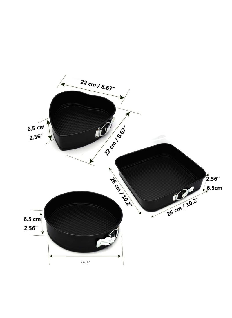 SYOSI - 3 Deep Baking Pans Set, Non-Stick Quick-Release Cake Tin with Loose Base, Bakeware Bread Pans, Springform Cheesecake Pan, Cake Bake Tray 3 Size Heat-Resistance upto 230℃/445℉, Microwave Oven Safe - Image 1