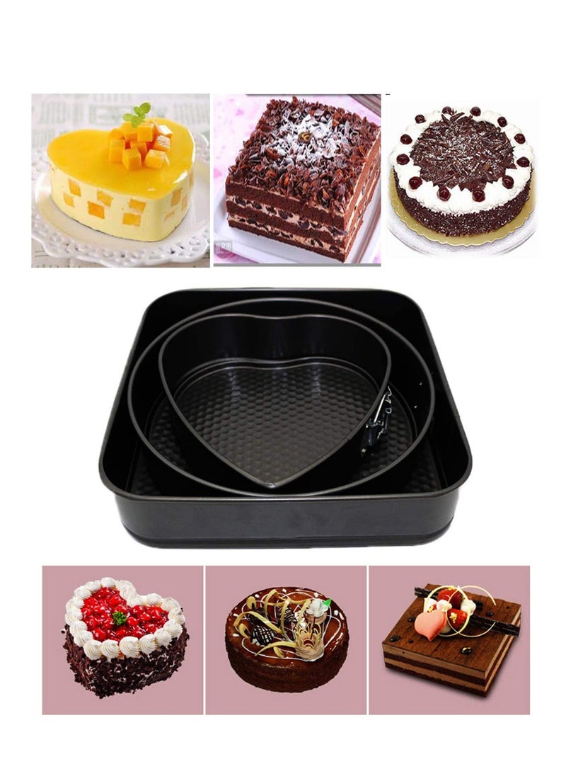 SYOSI - 3 Deep Baking Pans Set, Non-Stick Quick-Release Cake Tin with Loose Base, Bakeware Bread Pans, Springform Cheesecake Pan, Cake Bake Tray 3 Size Heat-Resistance upto 230℃/445℉, Microwave Oven Safe - Image 1
