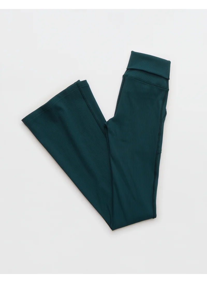 Aerie Rib Low-Rise Foldover Flare Pants