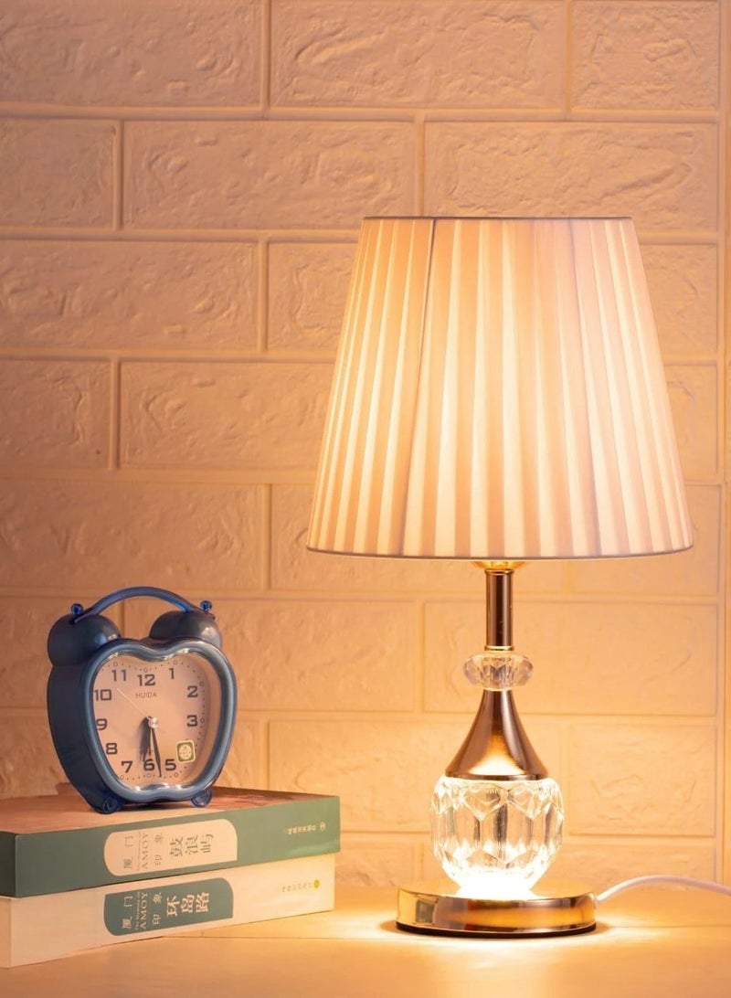 ICTC Table lamp golden color 45 cm crystal with stainless steel upper/lower lighting simple classic design suitable for home or office