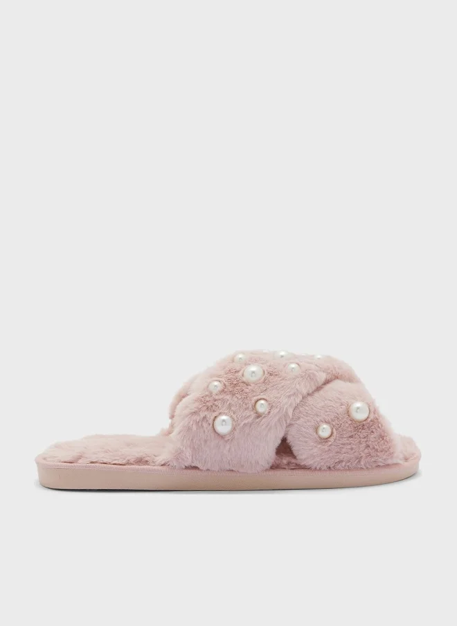Ginger Pearl Cross Over Bedroom Slippers