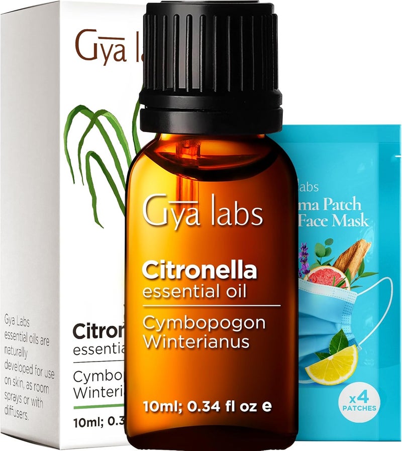 Gya Labs Citronella Essential Oil - 0.34 Fl Oz - 100% Pure Natural Citronella Oil for Skin, Diffuser, Candle Making Scent DIY & Aromatherapy - Outdoor & Indoor Use