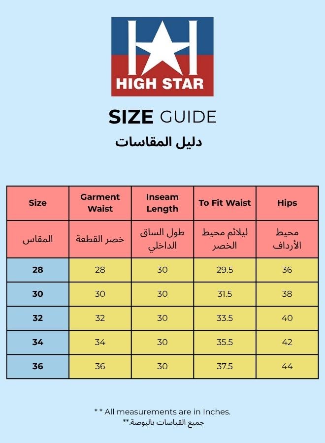 HIGH STAR Men's Indigo 100% Cotton Distressed Full Length Tapered Fit Jeans - Image 4