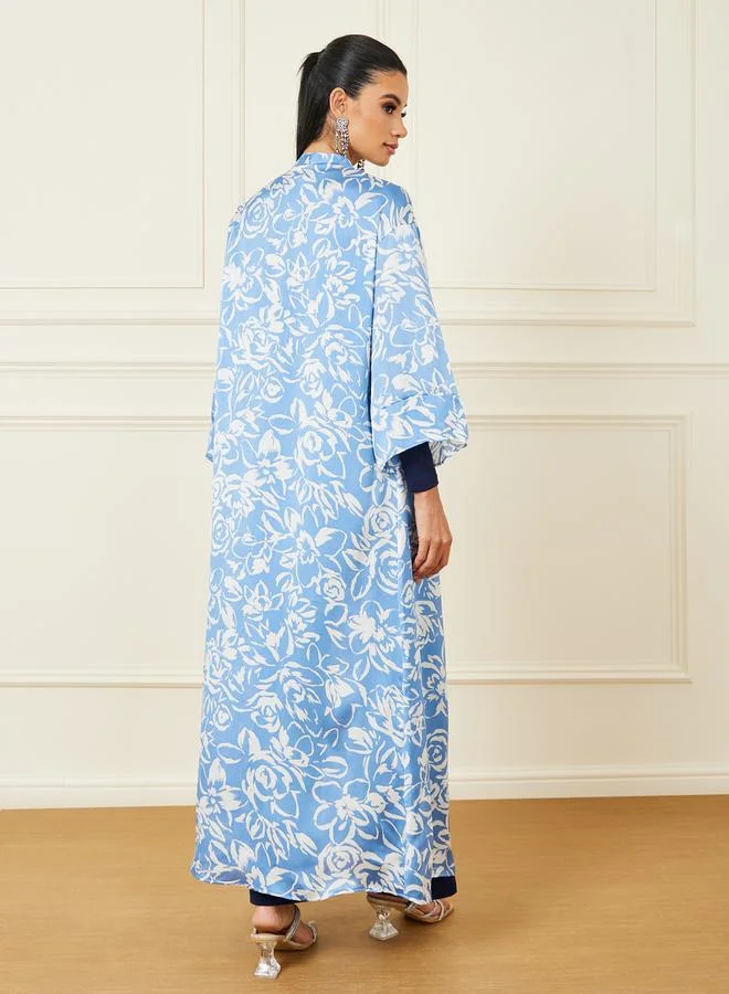 ستايلي All Over Floral Print Maxi Kimono