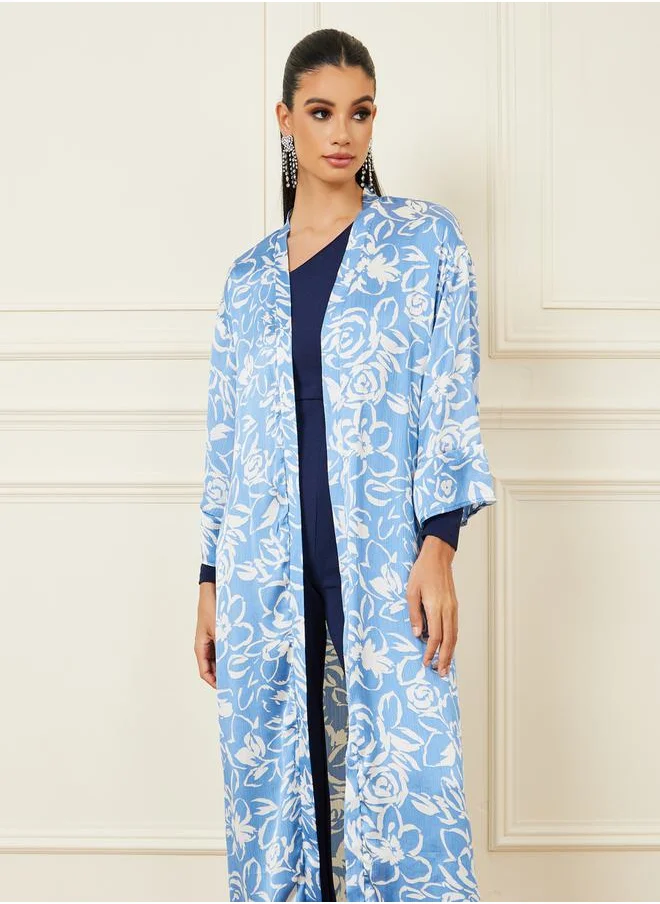 ستايلي All Over Floral Print Maxi Kimono