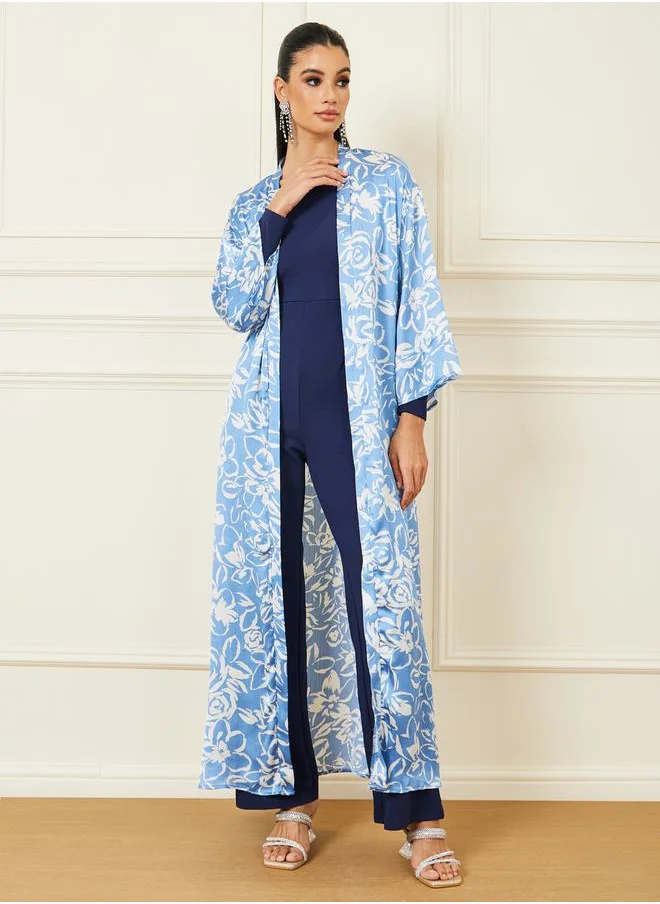 ستايلي All Over Floral Print Maxi Kimono