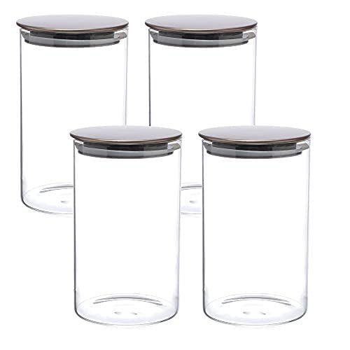 Cutting EDGE Cutting EDGE Round Glass Jar 1150ML for Kitchen Dry Fruits Snacks Storage with Metallic Lid Silicone Sealant Ring Inside Set of 4 - Image 2