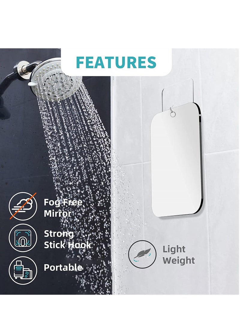 Zikra Shower Mirror Fogless for Shaving Mirror for Showe, Medium Mirror for Wall Hanging, Camping Travel Mirrors, Unbreakable Handheld Locker, Makeup Plastic, Fog Free Shave Anti Fog Proof, Bathroom - Image 2