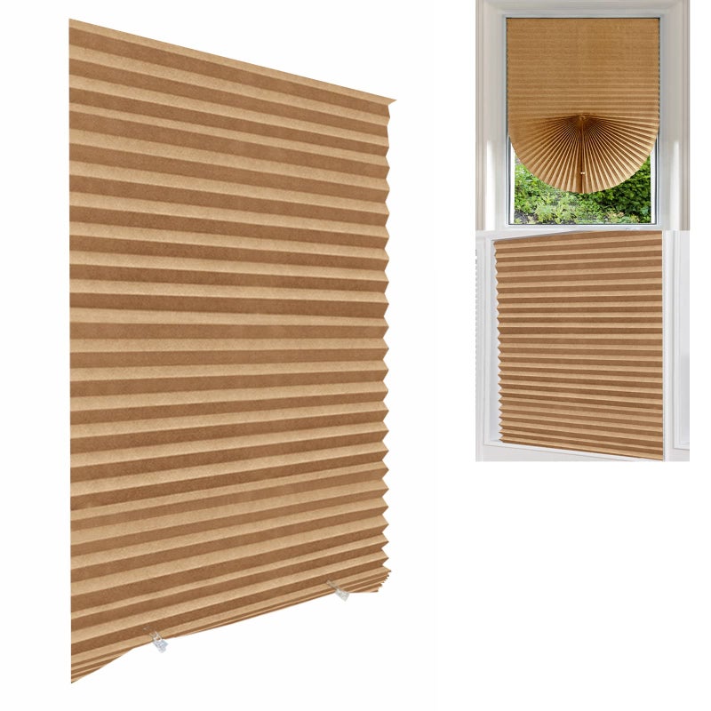 Jlong Blackout Blinds for Windows Cordless Blinds Temporary Shades Blinds No Drill Mini Blinds Black Out Blinds for Window of Bedroom,Bathroom,Kitchen Office (Coffee-Semi Shading, 23.6 * 59"(60 * 150cm)) - Image 1