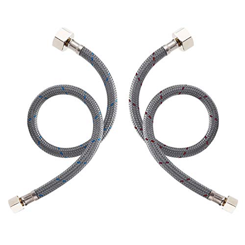 WOWOW 36" Faucet Supply Line, Bathroom Kitchen Faucet Lines Braided Nylon Sink Hose with 3/8-Inch Female Compression Thread x 1/2" Comp 2Pcs (1 Pair) - Image 1