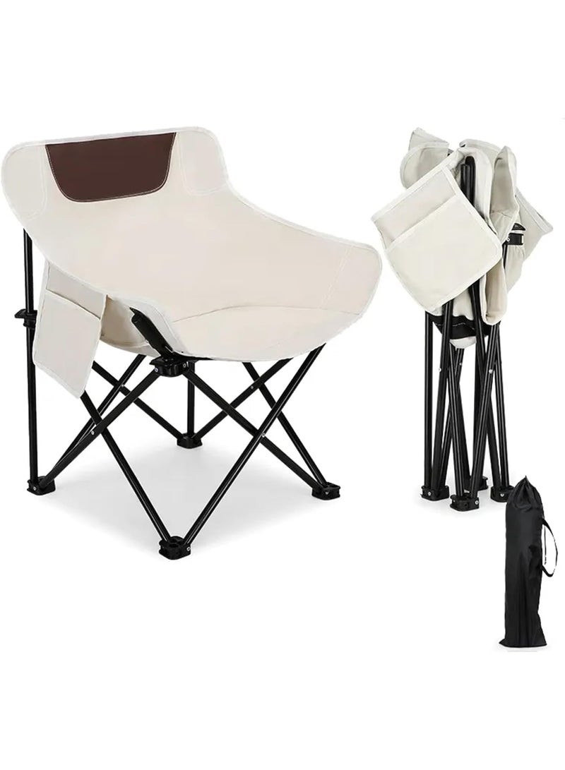 LINGWEI Folding Camping Chair with Side Pocket & Carry Bag - Image 1