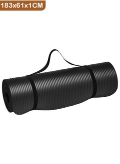 Taimi Anti-Tear Exercise Mat With Carrying Strap 183x61x1cm Black  - Image 1