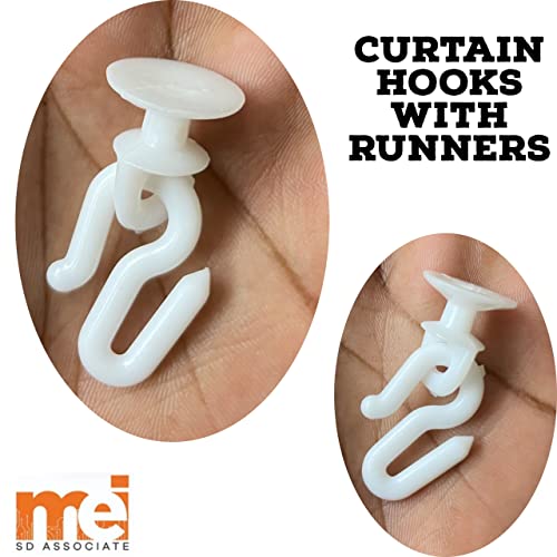 MEI White Plastic S Curtain Hooks with Runners (50 Piece) - Image 2
