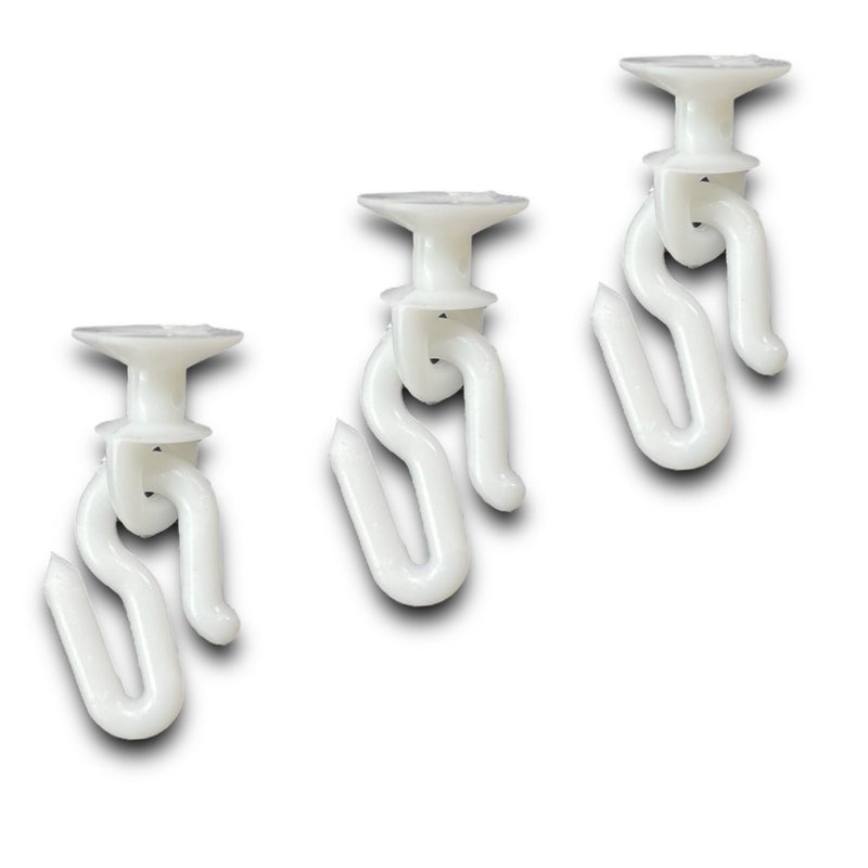 MEI White Plastic S Curtain Hooks with Runners (50 Piece) - Image 5