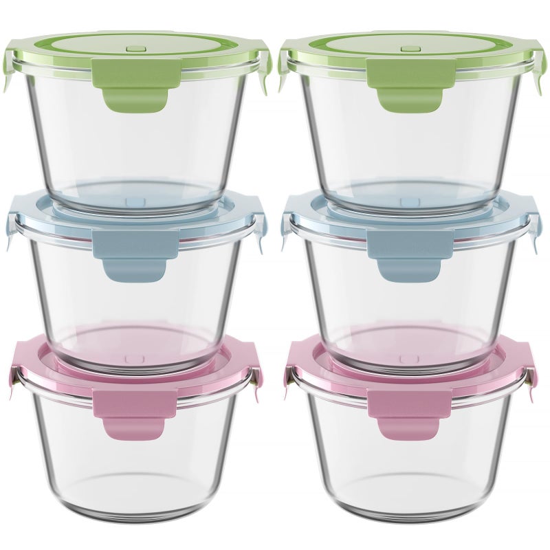 Freshmage 16oz Glass Meal Prep Containers with Lids, Airtight 2 Cup Glass Food Storage Containers Set, Heat-Resistant BPA-Free Container for Soup, Leftovers, Microwave, Oven, Dishwasher & Freezer Safe (6 Packs) - Image 2