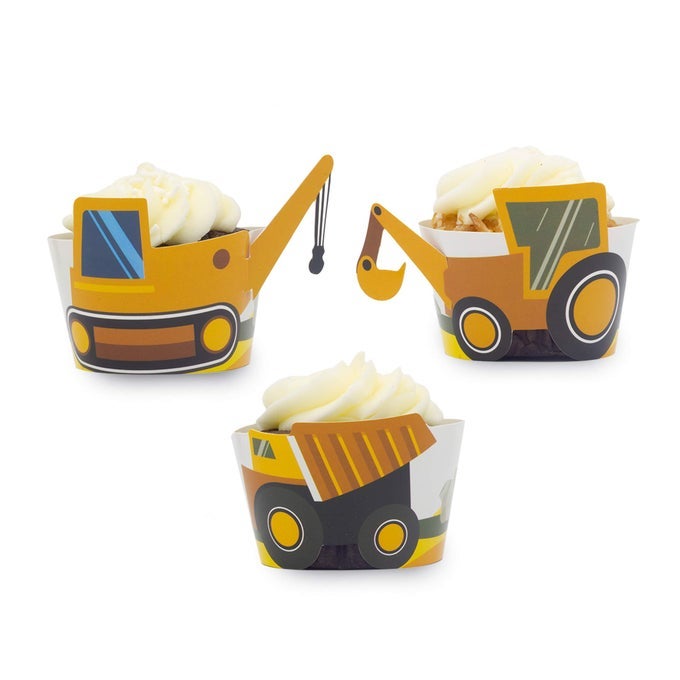 CONSTRUCTION BIRTHDAY PARTY CUPCAKE WRAPPERS SET OF 24 BIRTHDAY PARTY TRUCK WRAPPERS