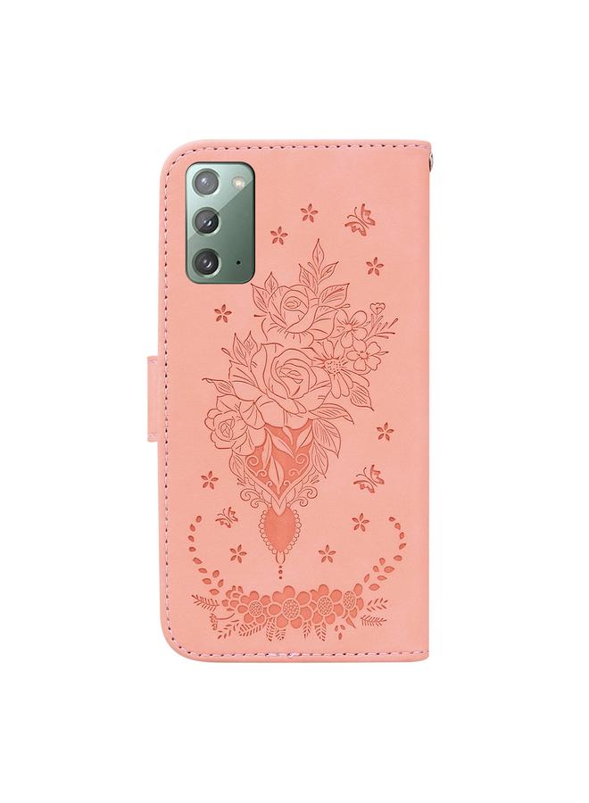 S-TOP Case For Samsung Galaxy Note20 Butterfly Rose Embossed Leather Phone Case - Image 3