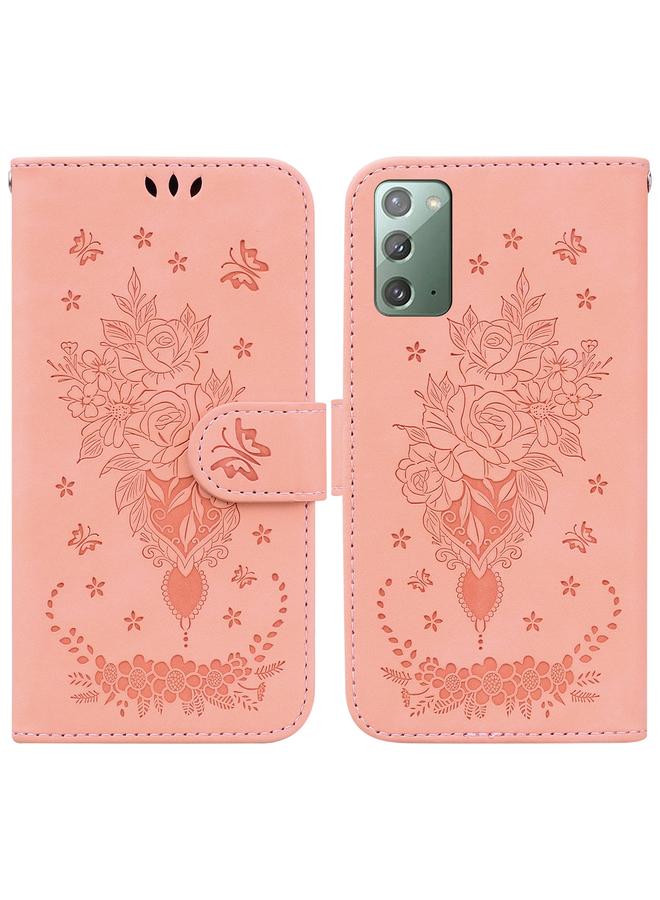 S-TOP Case For Samsung Galaxy Note20 Butterfly Rose Embossed Leather Phone Case - Image 1