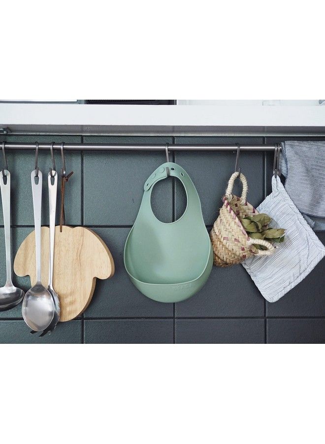 BEABA Siliconea Baby Bib Waterproof Adjustable Several Sizes Light And Flexible Ultra Soft Easy To Clean Large Pocket To Catch Food Sage Green - Image 5