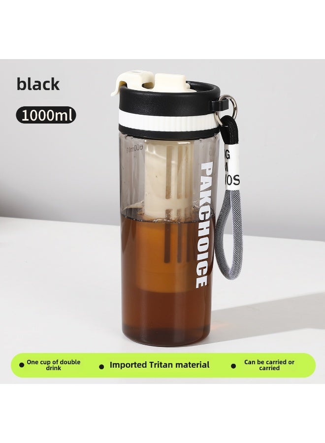 New Tritan Cold Brew Coffee Cup with Tea Infuser Black 1000ML 