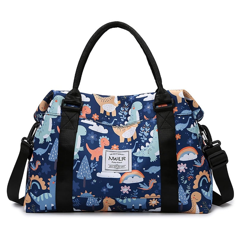 NWLR Travel Duffle Bag Weekender Overnight Bag Gym Tote with Dry and Wet Separated Pocket for Women Girls Shoulder Workout Duffel Bag Water Resistant BDinosaurs - Image 2