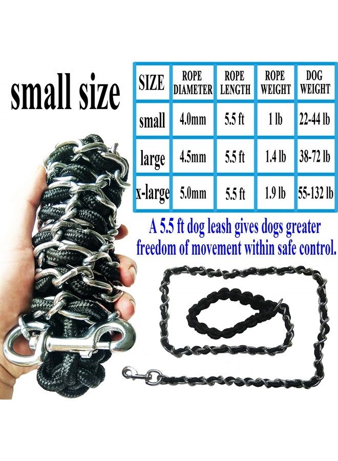 Dog Leash Metal Leashes with Pet Collar Training Walking Leads Heavy Duty Anti Bite Chain Rope Hook for Medium and Large Dogs (Small)