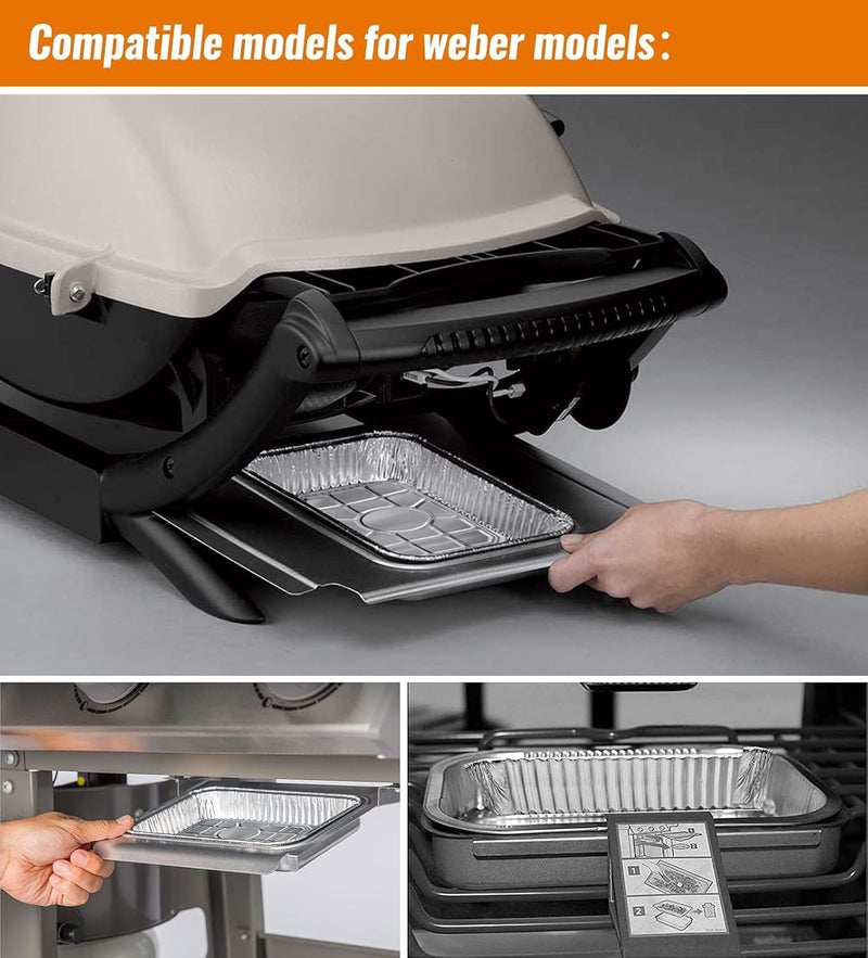 NUPICK 30 Pack 6415 Drip Pans Compatible for Weber Spirit Series, Genesis Series, Q Series Grills, Disposable Aluminum Foil Grease Trays, 8.5" x 6" Air & land transit compatible - Image 4