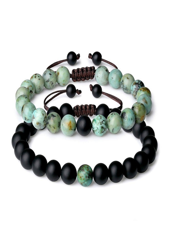 COAI You Complete Me Onyx African Turquoise Stone Bracelets for Couples - Image 1