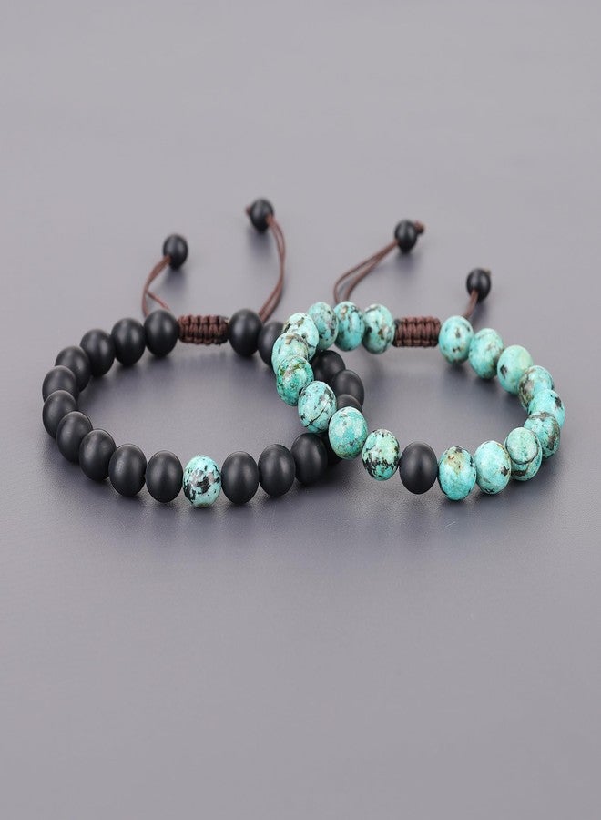 COAI You Complete Me Onyx African Turquoise Stone Bracelets for Couples - Image 4