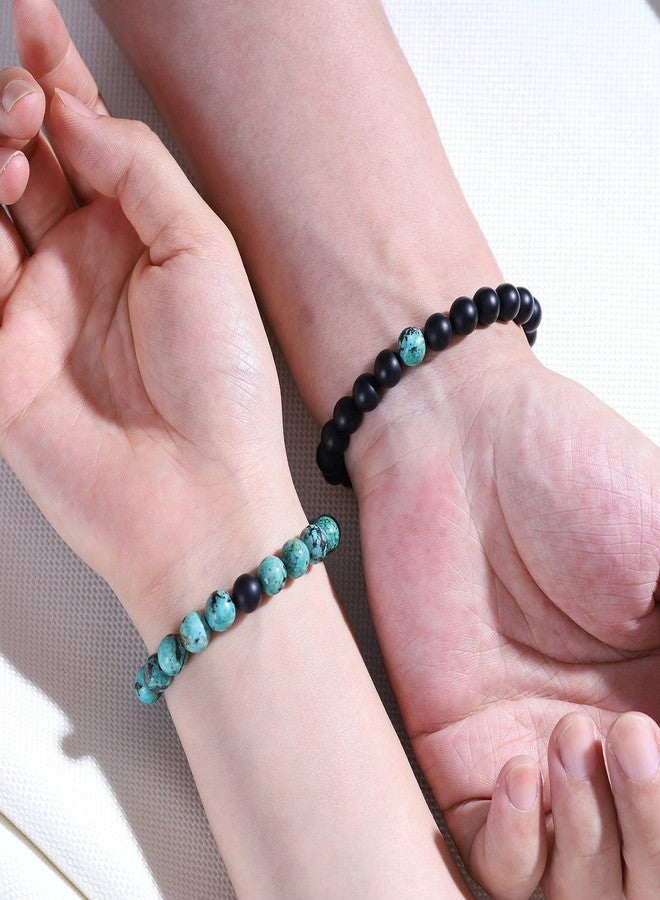 COAI You Complete Me Onyx African Turquoise Stone Bracelets for Couples - Image 3