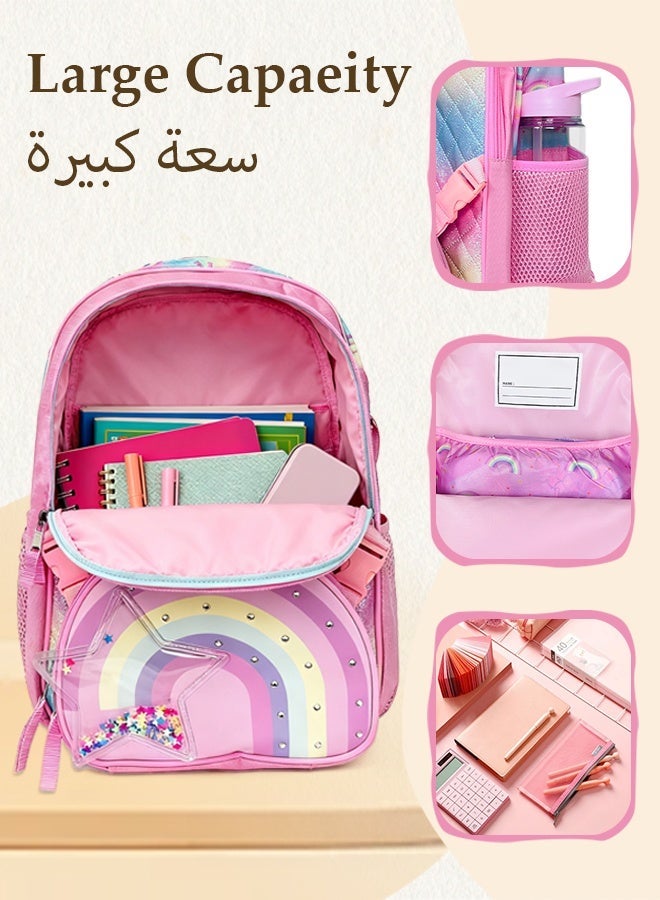 SOOO GOOD Kids Rainbow Backpack for Girls with Detachable Insulated Lunch Bag,Large Capacity Waterproof Durable School Bag with Lunch Box and Water Bottle,Girls Backpack for School Travel Hiking - Image 3
