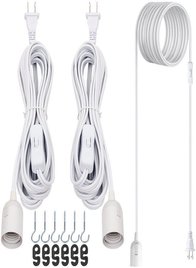 JACKYLED Extension Hanging Lantern Cord Cable 2-Pack 20ft UL 360W with E26 E27 Socket On/Off Button Pendant Lighting - Image 1