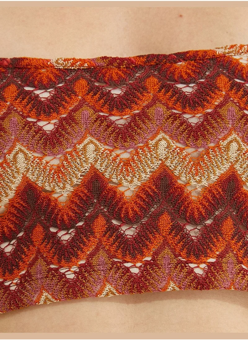 KOTON Knit Detail Patterned Crop Tank Top