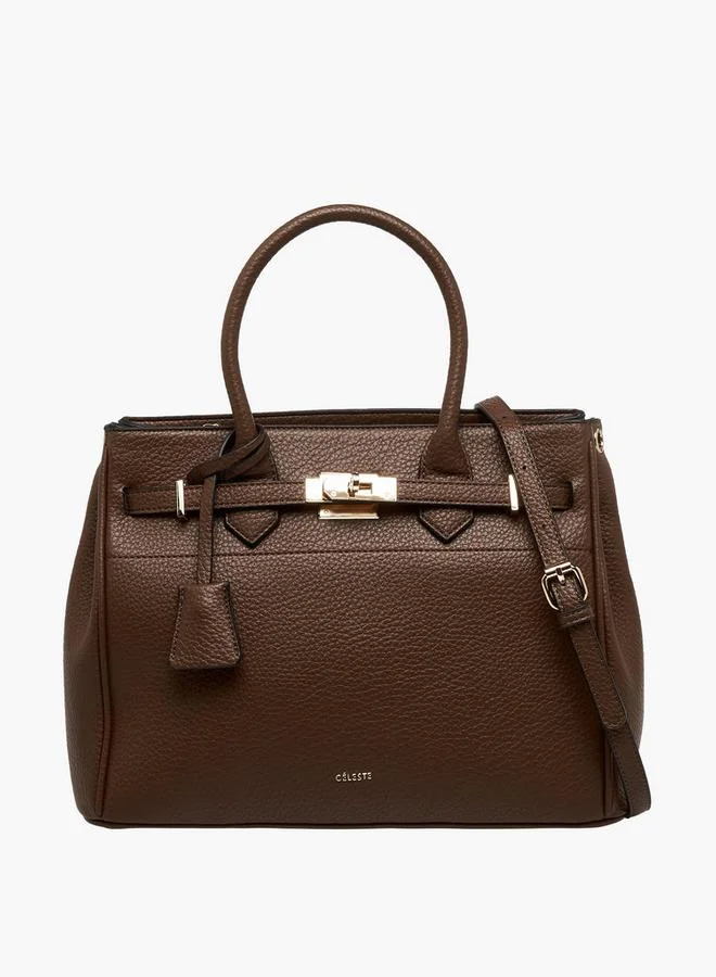 Celeste Textured Tote Bag with Double Handle and Zip Closure