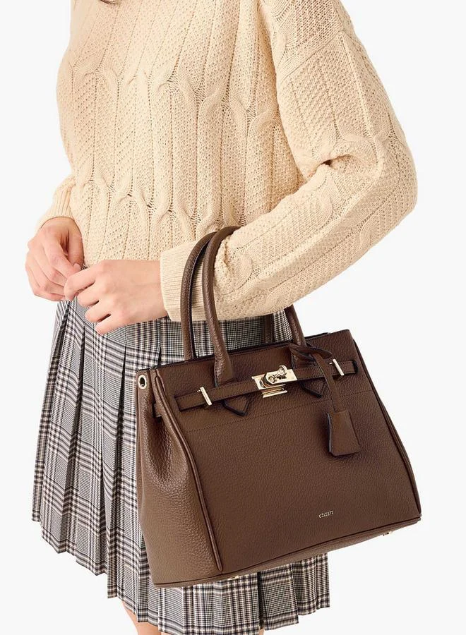Celeste Textured Tote Bag with Double Handle and Zip Closure