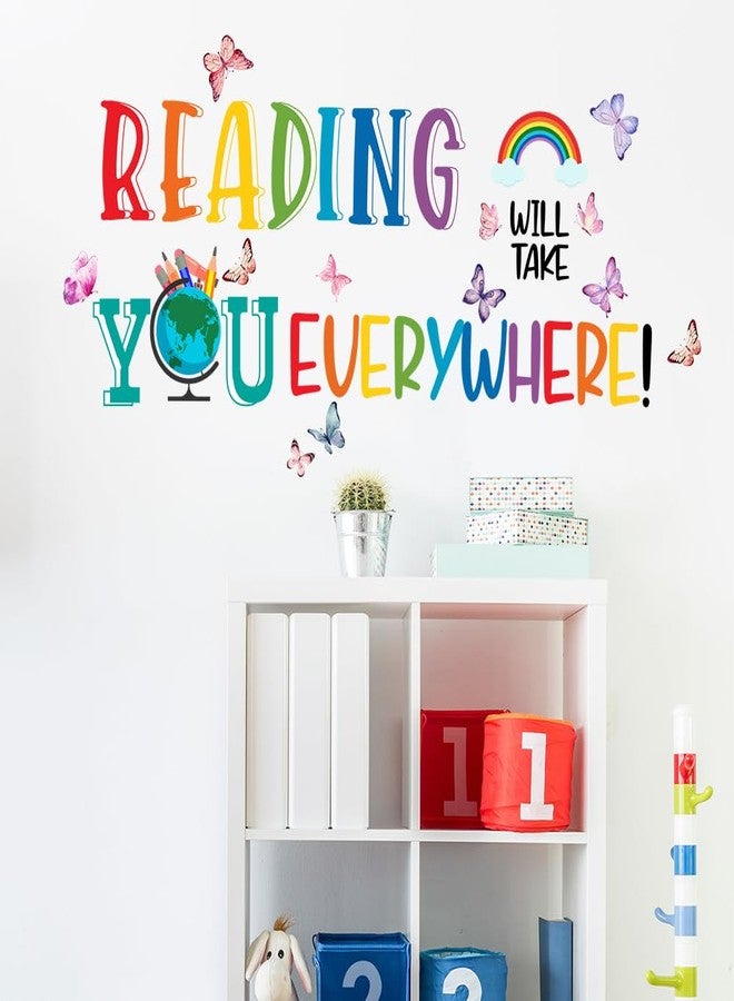Mirabuy Reading Will Take You Everywhere Inspirational Quote Wall Sticker for Classroom Library Positive Saying Decor - Image 3