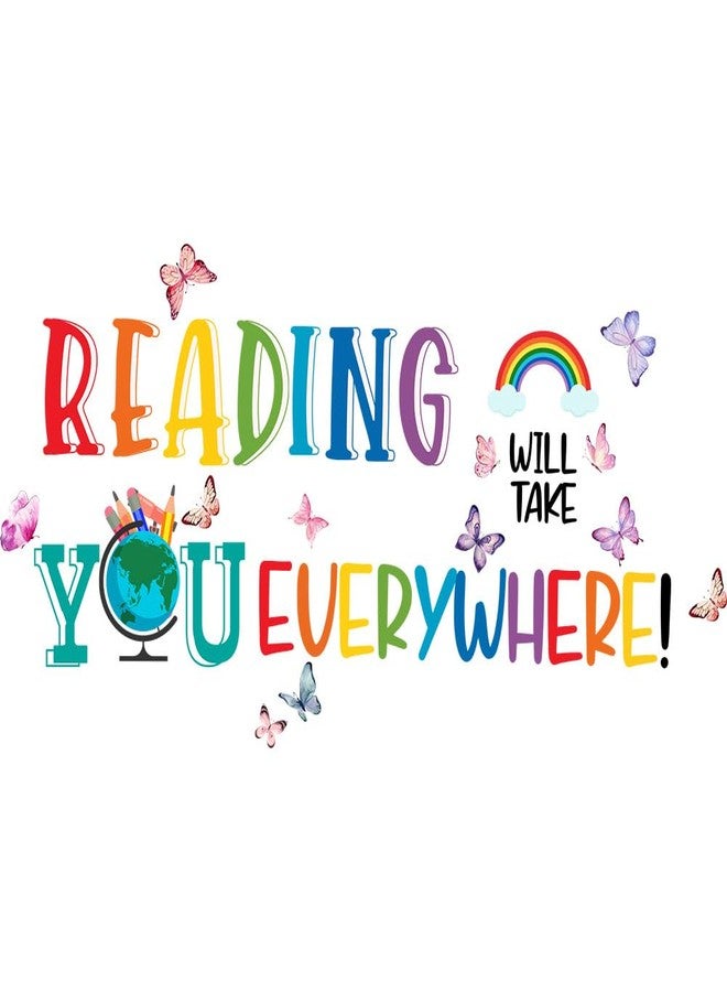 Mirabuy Reading Will Take You Everywhere Inspirational Quote Wall Sticker for Classroom Library Positive Saying Decor - Image 1