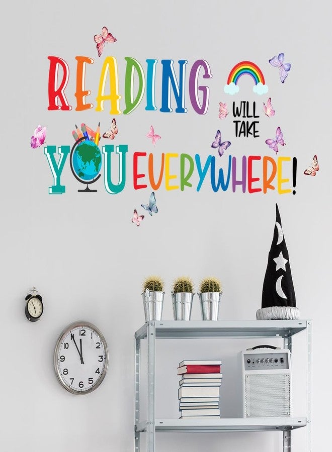Mirabuy Reading Will Take You Everywhere Inspirational Quote Wall Sticker for Classroom Library Positive Saying Decor - Image 5