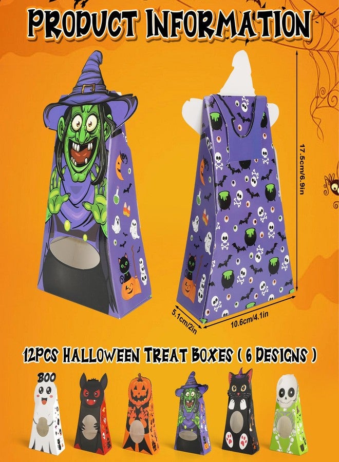 Sereliy 12pcs Halloween Treats Bags,6 Character Designs Cookie Candy Bags For Kids, Halloween Treat Boxes With Window, Goodie Gift Boxes For Party Favor Supplies - Image 4