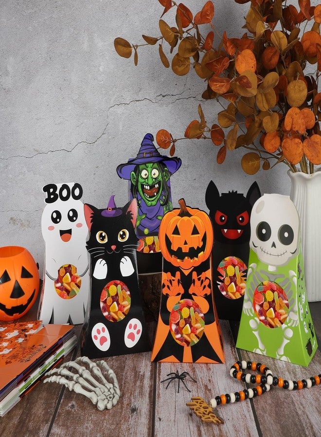 Sereliy 12pcs Halloween Treats Bags,6 Character Designs Cookie Candy Bags For Kids, Halloween Treat Boxes With Window, Goodie Gift Boxes For Party Favor Supplies - Image 5