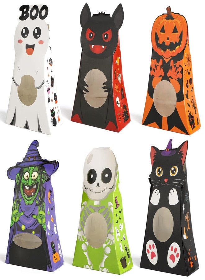 Sereliy 12pcs Halloween Treats Bags,6 Character Designs Cookie Candy Bags For Kids, Halloween Treat Boxes With Window, Goodie Gift Boxes For Party Favor Supplies - Image 1