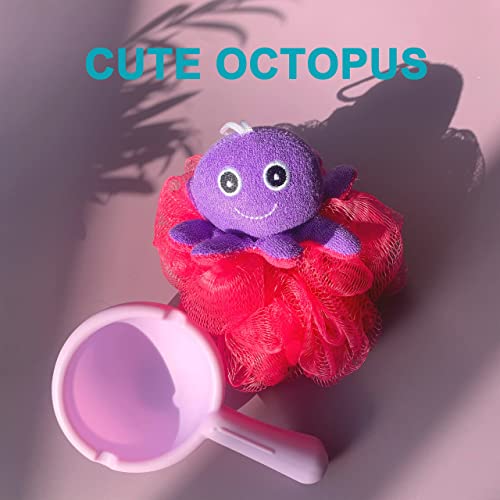 Mr.Cui'shop Loofah Exfoliating Shower Stuffed Sponge Pouf Mesh Brush with Animal Design - Bath Spa Puff Scrubber Ball - Body Poof for Man and Woman - Rich Foams Bubble（4.7" Each） Pack of 4 - Image 5
